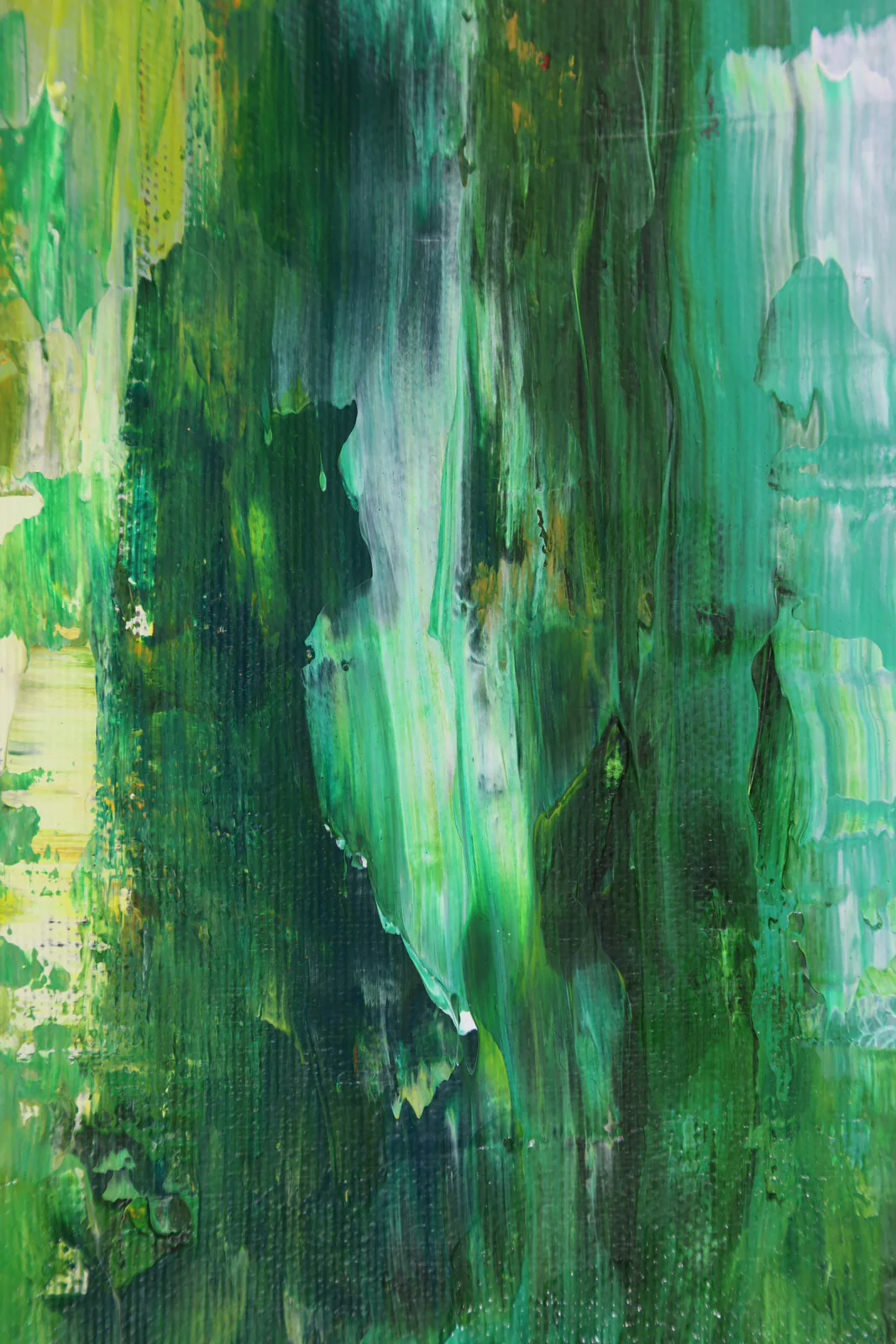 Vertical green layered paint texture for fine art transport