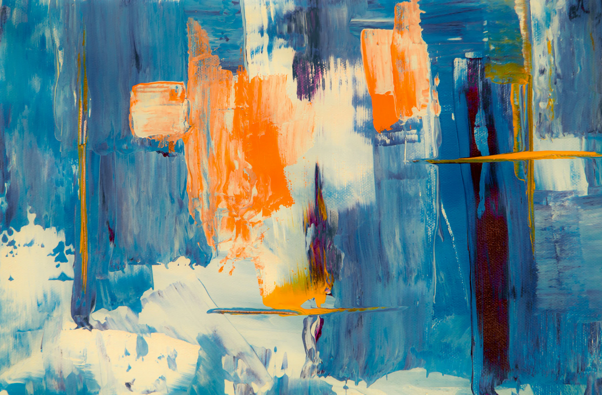 Blue and orange abstract paint texture for inventory documentation